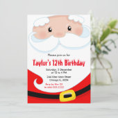 サンタクロースのクリスマスバースデーパーティー 招待状 (スタンド正面)