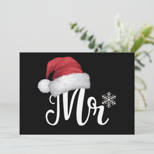 サンタクロースのクリスマスパジャマ カップル用 シーズンカード (スタンド正面)