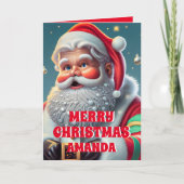 サンタクロースのクリスマスパーソナライズされたキッズ シーズンカード (正面)