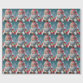 サンタクロースのクリスマスパーソナライズされたキッズ ラッピングペーパー (フラット)