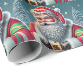 サンタクロースのクリスマスパーソナライズされたキッズ ラッピングペーパー (ロールコーナー)