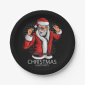 サンタクロースのクリスマスパーティーのdancePaperプレート ペーパープレート (正面)