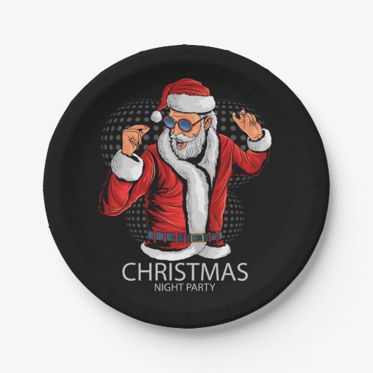 サンタクロースのクリスマスパーティーのdancePaperプレート ペーパープレート (正面)