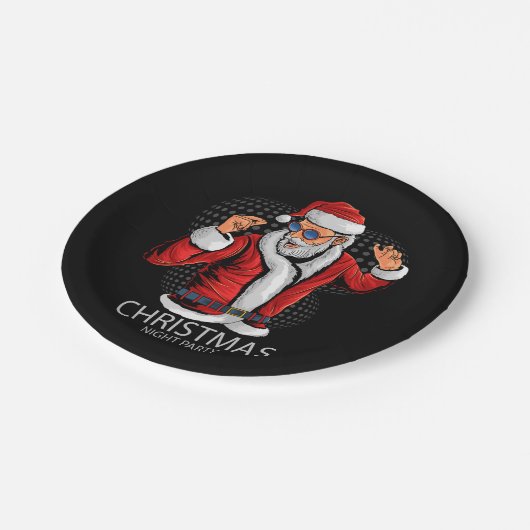 サンタクロースのクリスマスパーティーのdancePaperプレート ペーパープレート (アングル)