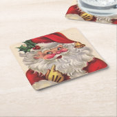 サンタクロースのクリスマスパーティードリンクのセット6 スクエアペーパーコースター (アングル)