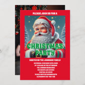 サンタクロースのクリスマスパーティー写真 招待状 (正面/裏面)
