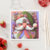 サンタクロースのクリスマスピンクパープルグリーン スタンダードランチョンナプキン (インサイチュ)