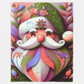 サンタクロースのクリスマスピンクパープルグリーン フリースブランケット (正面)