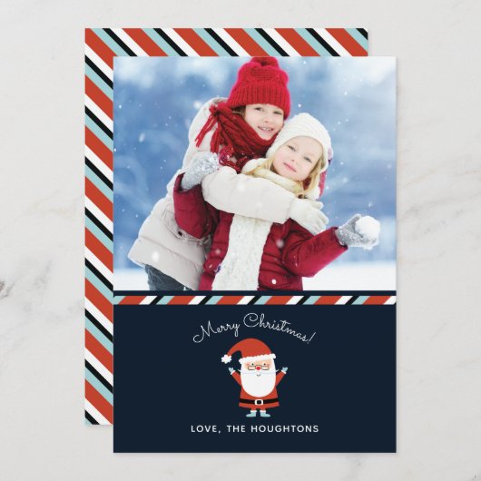 サンタクロースのクリスマスフォト シーズンカード (正面/裏面)