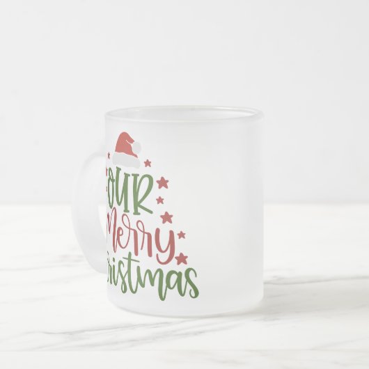 サンタクロースのクリスマスプレゼント フロストグラスマグカップ (正面左)