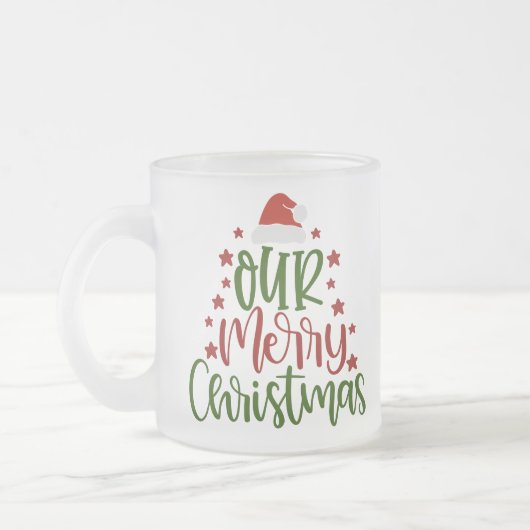 サンタクロースのクリスマスプレゼント フロストグラスマグカップ (左)