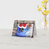 サンタクロースのクリスマスホリディグリーティングカード カード (黄色い花)