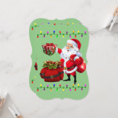 サンタクロースのクリスマスホリデーフラットグリーティングカード カード (正面/裏面インサイチュ)