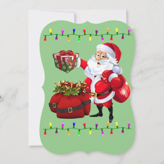 サンタクロースのクリスマスホリデーフラットグリーティングカード カード (裏面)