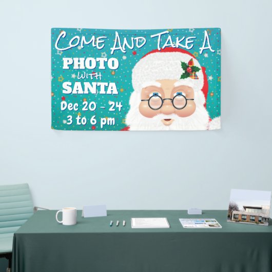 サンタクロースのクリスマスホリデー写真 横断幕 (トレードショー)