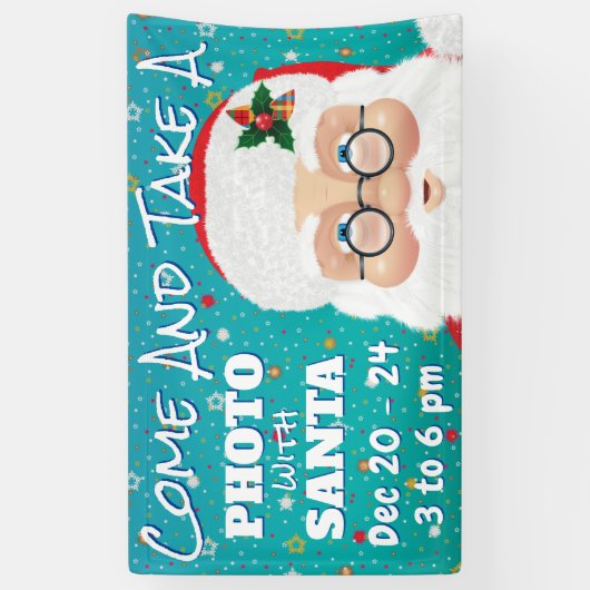 サンタクロースのクリスマスホリデー写真 横断幕 (縦)