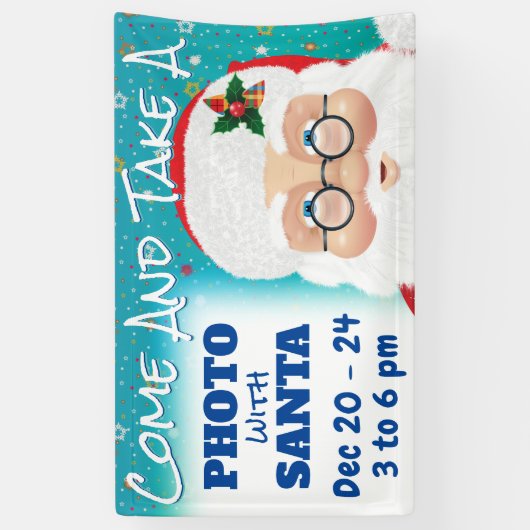 サンタクロースのクリスマスホリデー写真 横断幕 (縦)