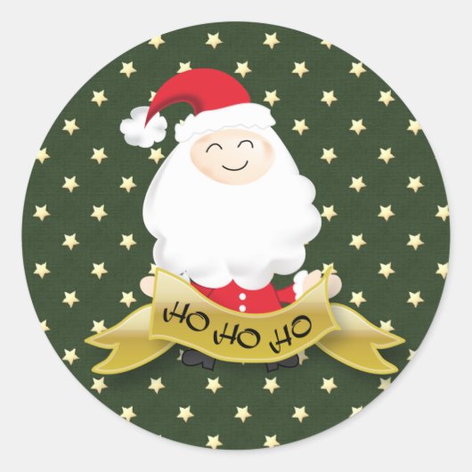 サンタクロースのクリスマスホーホホステッカー ラウンドシール (正面)