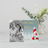 サンタクロースのクリスマスモノクロ写真 箔シーズンポストカード (立ち正面)