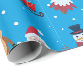 サンタクロースのクリスマスラッピング紙と雪だるま ラッピングペーパー (ロールコーナー)