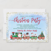 サンタクロースのクリスマスレインキッズホリデーパーティー 招待状 (正面)