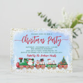 サンタクロースのクリスマスレインキッズホリデーパーティー 招待状 (スタンド正面)