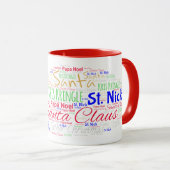 サンタクロースのクリスマスワードアートコーヒーマグ マグカップ (正面右)
