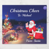 サンタクロースのクリスマス応援少し名前を追加 リキュールボトルラベル (シングルラベル)