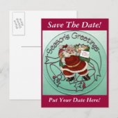 サンタクロースのクリスマス日付はがきを保存 案内ポストカード (正面/裏面)