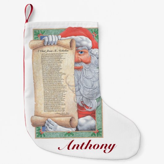 サンタクロースのクリスマス(パーソナライズ可能) スモールクリスマスストッキング (正面)