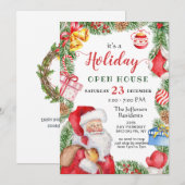 サンタクロースのクリスマス・ホリデー・オープンハウス 招待状 (正面/裏面)