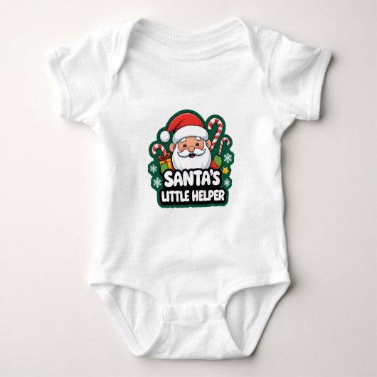 サンタクロースのクリスマスTシャツ 男女兼用 ベビーボディスーツ (正面)