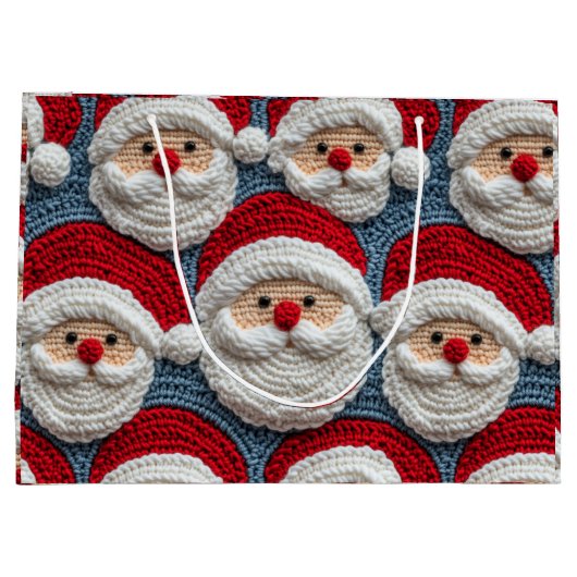 サンタクロースのクロシェ模様 ラージペーパーバッグ (裏面)