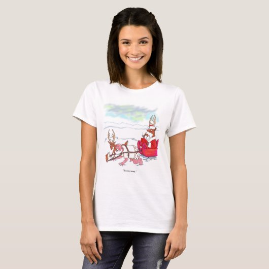 サンタクロースのクーデター女性白Tシャツ Tシャツ (正面フル)