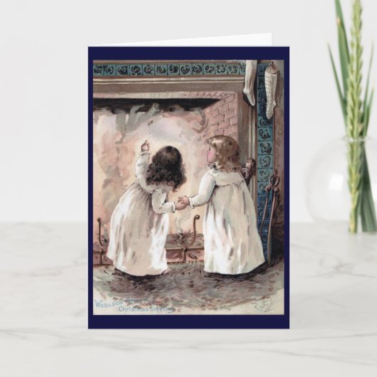 サンタクロースのグリーティングカードを待っている子ども シーズンカード (正面)