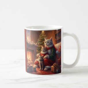 サンタクロースのコスチュームを着た猫 クリスマスの猫家族 コーヒーマグカップ