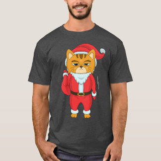 サンタクロースのコスプレをした面白い猫のバッグ Tシャツ