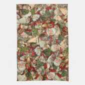 サンタクロースのコラージュ キッチンタオル (縦)