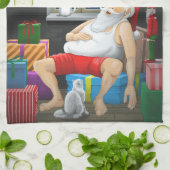 サンタクロースのコーヒータイム キッチンタオル (折り畳み)