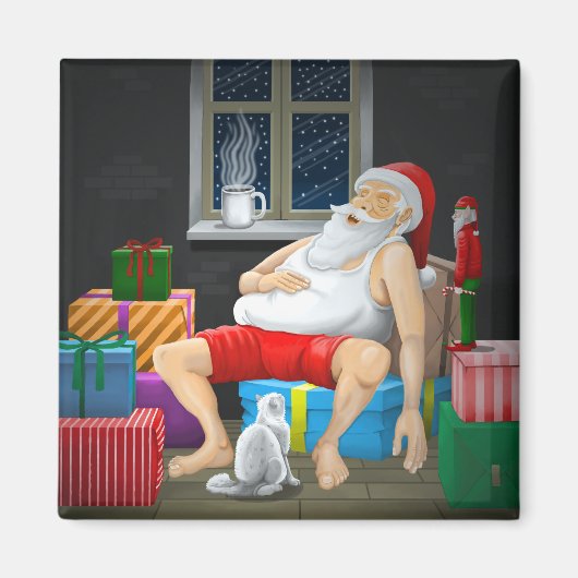 サンタクロースのコーヒータイム マグネット (正面)