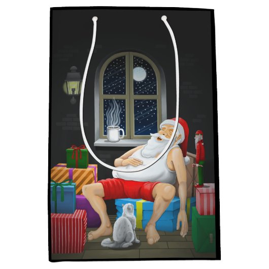 サンタクロースのコーヒータイム ミディアムペーパーバッグ (正面)