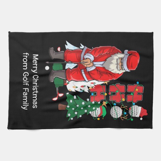 サンタクロースのゴルフとゴルフクリスマスクリスマス キッチンタオル (横)