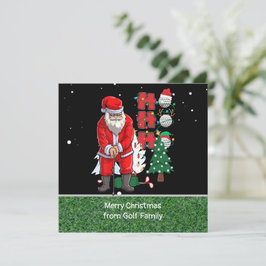 サンタクロースのゴルフとゴルフクリスマスクリスマス シーズンカード (スタンド正面)