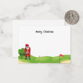 サンタクロースのゴルフとゴルフクリスマスクリスマス ノートカード (正面/裏面インサイチュ)