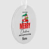 サンタクロースのゴルファーとゴルフクリスマスカート オーナメント (正面)