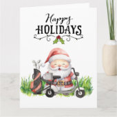 サンタクロースのゴルファーとゴルフクリスマス カード (正面)