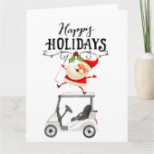 サンタクロースのゴルファーとゴルフクリスマス カード (正面)