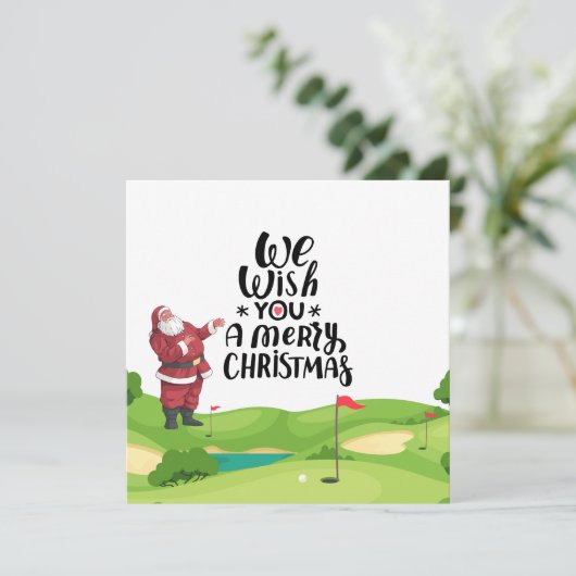 サンタクロースのゴルファーのメリークリスマスゴルフ場 カード (スタンド正面)
