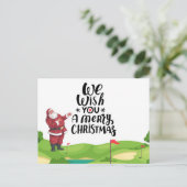 サンタクロースのゴルファーのメリークリスマスゴルフ場 ポストカード (スタンド正面)