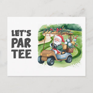 サンタクロースのゴルフカート Let Par Tee ゴルファー ポストカード